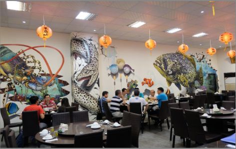 茶陵海鲜餐厅墙体彩绘